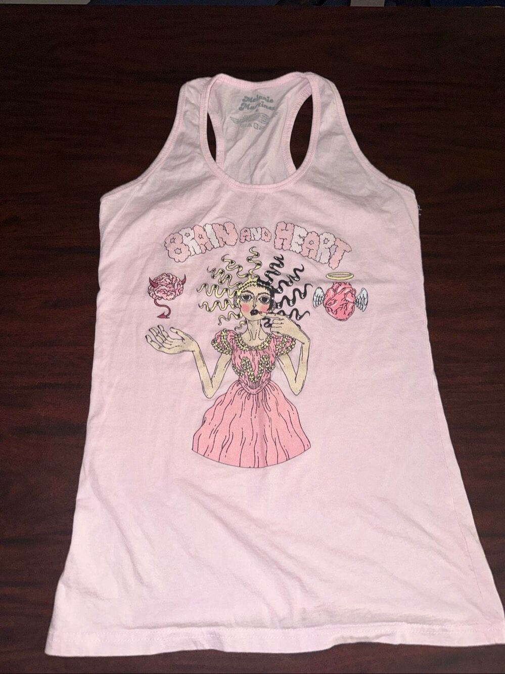 Melanie Martinez Brain and Heart Light Pink Tank Top Size Medium